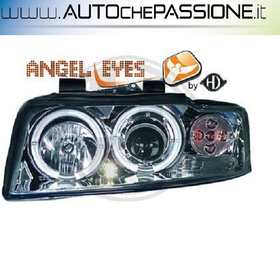Gruppi ottici anteriori angel eyes cromo AUDI A4 8E berlina