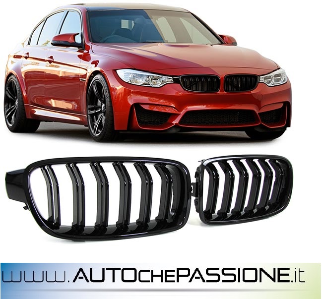 GRIGLIA DOPPIA BARRA NERA LUCIDA ADATTO PER BMW F45/F46 14-18 - Foto 7
