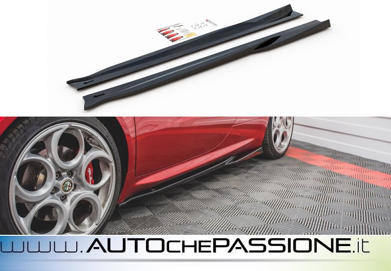 Minigonne Laterali Per Alfa Romeo Giulietta (2010-2020) - In PP, Effetto Carbonio Brillante, Kit Sportivo