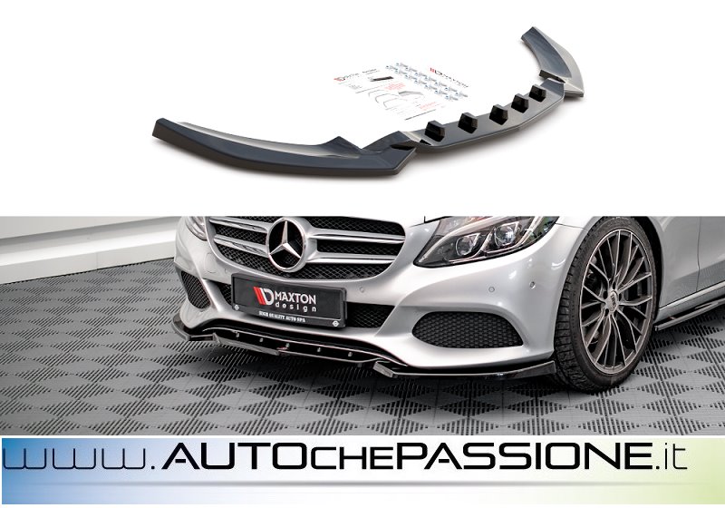 Splitter/ Spoiler Anteriore Per Mercedes Classe C (4 Porte) 2000-2014 - Accessorio Aerodinamico In Carbon Fiber Look