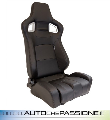 Sedile sportivo reclinabile in ecopelle nera modello RS6