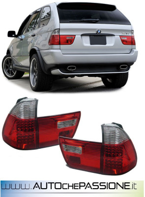 Fanali posteriori rossi/crystal a LED per BMW X5 E53 1999>2003