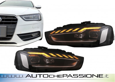 Coppia fanali led anteriori neri per Audi A4 B8.5 2011>2015
