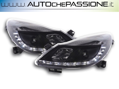 Coppia fanali anteriori neri LED per Opel Corsa D